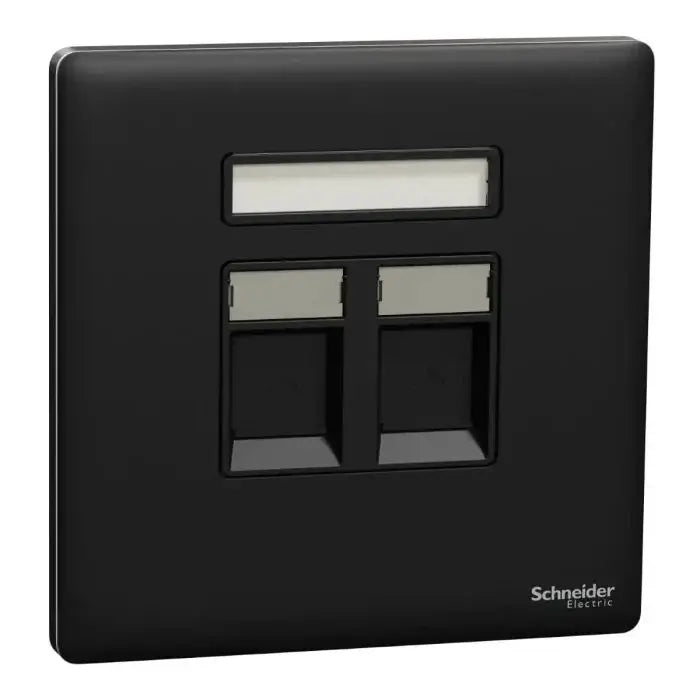 SCHNEIDER 2 Gang Tel Socket Jet Black