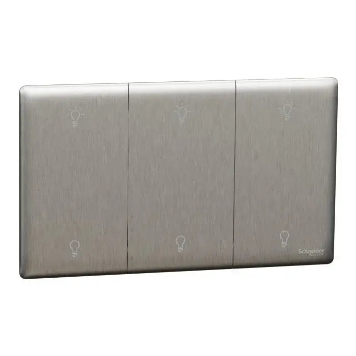SCHNEIDER 250W 3 Gang dimmer Stainless Steel
