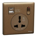 SCHNEIDER 16A 1 Gang International socket with USB Dark Bronze