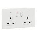 SCHNEIDER 13A 250V Twin Gang Switched Socket with LED Painted White